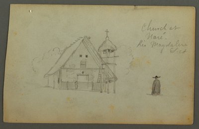 Dessin, église de Naré, Rio Magdalena, Colombie, 1853 - Frederic Edwin Church