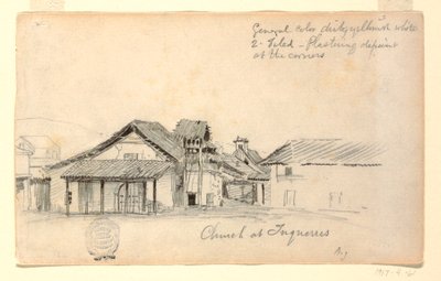 Dessin, église de Tuquerres, Colombie, août 1853 - Frederic Edwin Church