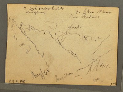Dessin, Jungfrau couverte de nuages, Interlaken, Suisse, août 1868 - Frederic Edwin Church