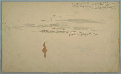 Dessin, ciel nuageux sur des collines dessinées, Équateur, 23 juillet 1857 - Frederic Edwin Church