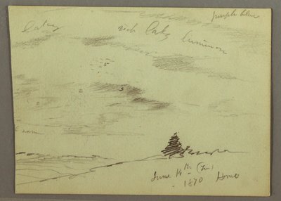 Dessin, Ciel nuageux, flanc de colline, 1870 - Frederic Edwin Church