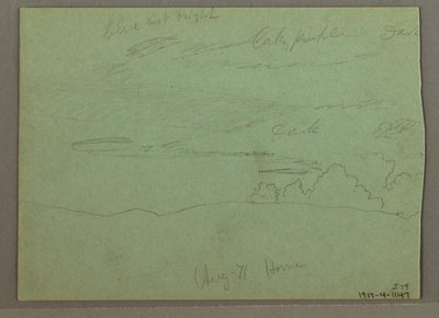 Dessin, ciel nuageux sur la crête, août 1871 - Frederic Edwin Church