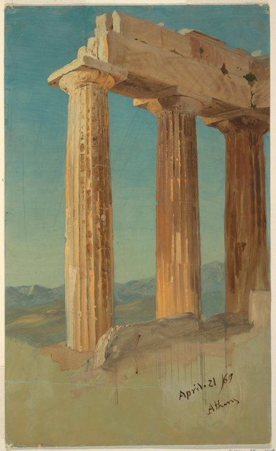 Dessin, colonnes du Parthénon, Athènes, 21 avril 1869 - Frederic Edwin Church