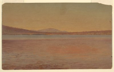 Dessin, vue lointaine des monts Katahdin et du voyageur depuis le lac Millinocket, 1870-80 - Frederic Edwin Church