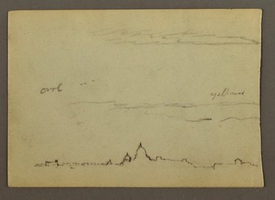 Dessin, vue lointaine de la basilique Saint-Pierre et du Vatican, Rome, Italie, janvier 1869 - Frederic Edwin Church