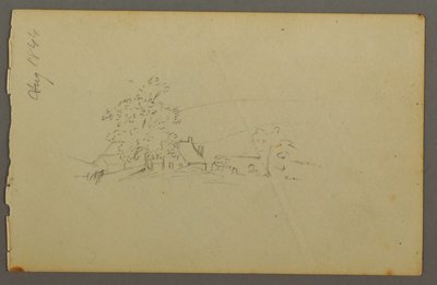 Dessin, bâtiments de ferme éloignés, 1844 - Frederic Edwin Church