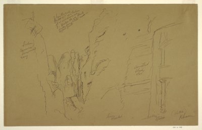 Dessin, El Khasnesh, Petra Jordanie, 26 février 1868 - Frederic Edwin Church