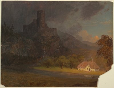Dessin, château et cottage anglais, vers 1844 - Frederic Edwin Church