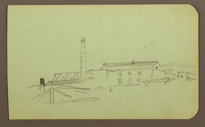 Dessin, usine ; verso : figures, 1883 - Frederic Edwin Church