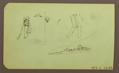 Dessin, usine ; verso : figures, 1883 - Frederic Edwin Church