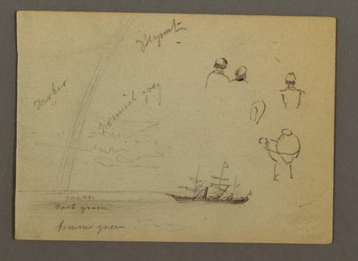 Dessin, études de figures, voilier, arc-en-ciel, peut-être 1868 - Frederic Edwin Church