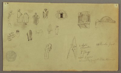 Dessin, études de figures, drapeau à fenêtres, peut-être 1868 - Frederic Edwin Church