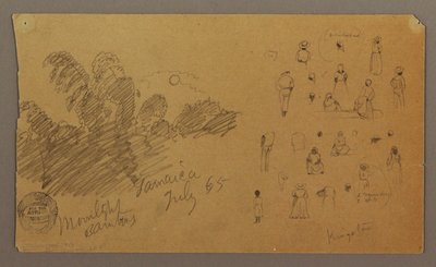 Dessin, figures, bambou au clair de lune, juillet 1865 - Frederic Edwin Church