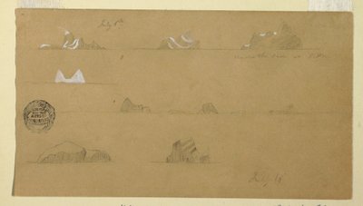 Dessin, icebergs flottants, 6 et 16 juillet 1859 - Frederic Edwin Church