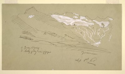 Dessin, des Alpes bernoises, Bel Arp, août 1868 - Frederic Edwin Church