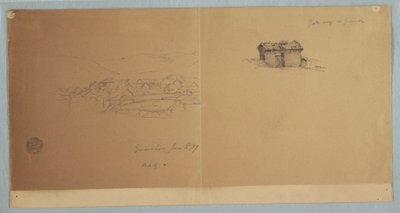 Dessin, portail et vue partielle de Guaranda, Équateur, 3 juin 1857 - Frederic Edwin Church