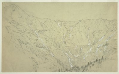 Dessin, Grand Bassin, mont Katahdin, vers 1877 - Frederic Edwin Church