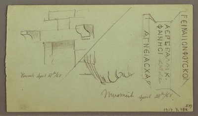 Dessin, chaîne de collines à travers la plaine, ruines, 28 avril 1868 - Frederic Edwin Church