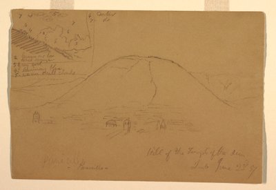 Dessin, colline du temple du Soleil, Quito, Équateur, 23 juin 1857 - Frederic Edwin Church