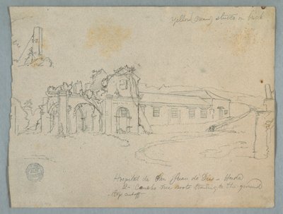 Dessin, Hôpital de San Juan de Dios, Honda, Colombie, 1853 - Frederic Edwin Church
