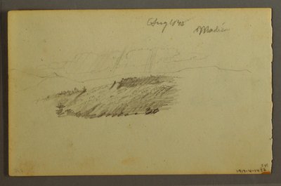Dessin, maison, voilier, plante, septembre 1844 - Frederic Edwin Church