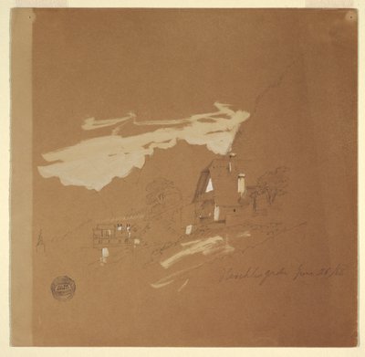 Dessin, maisons près de Berchtesgaden, Bavière, 26 juillet 1868 - Frederic Edwin Church