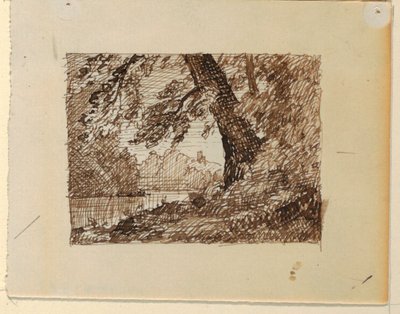 Dessin, paysage fluvial imaginaire, vers 1870-73 - Frederic Edwin Church