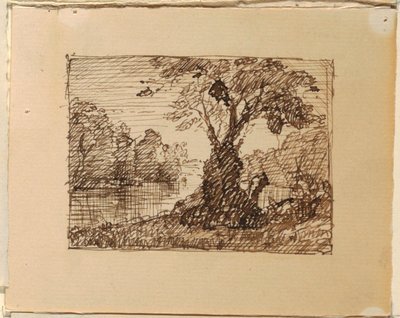 Dessin, paysage fluvial imaginaire, vers 1870-73 - Frederic Edwin Church