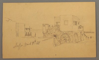 Dessin, coin de rue de Jaffa, Palestine [Tel Aviv, Israël], 9 mars 1868 - Frederic Edwin Church
