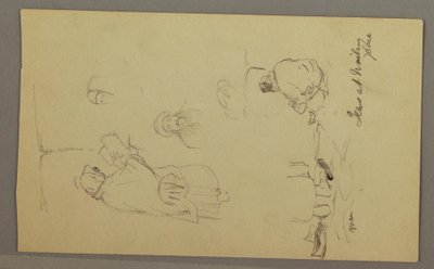 Dessin, Juifs au mur des lamentations, Jérusalem, avril 1868 - Frederic Edwin Church
