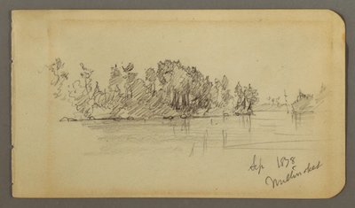 Dessin, lac et rive boisée, 1878 - Frederic Edwin Church