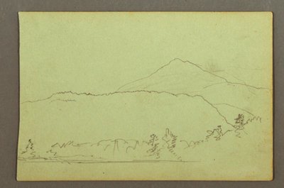Dessin, lac, colline, peut-être 1856 - Frederic Edwin Church