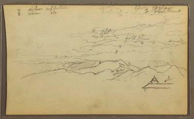 Dessin, paysage ; verso : bateau, croquis botaniques, 1857 - Frederic Edwin Church