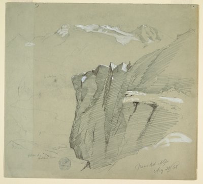 Dessin, Paysage dans les Alpes bernoises, 28 août 1868 - Frederic Edwin Church