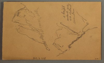 Dessin, Homme dans un bateau, Rocky Peak over Pines, peut-être 1868 - Frederic Edwin Church