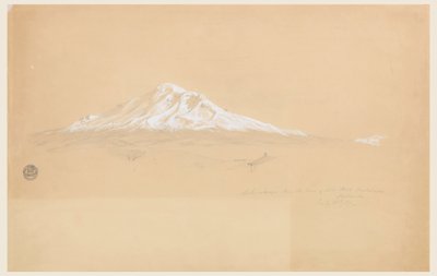 Dessin, Mont Chimborazo depuis la maison du père Pablo Bustamante, Riobamba, Équateur, 14 juillet 1857 - Frederic Edwin Church
