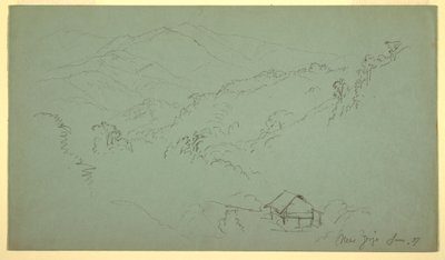 Dessin, paysage de montagne, maison, "près de Jorje", Équateur, juin 1857 - Frederic Edwin Church