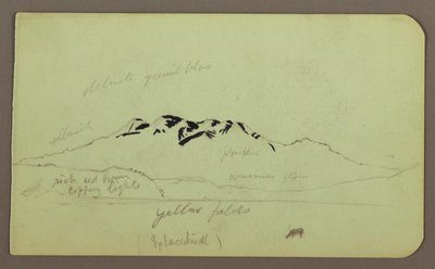 Dessin, paysage de montagne, "L