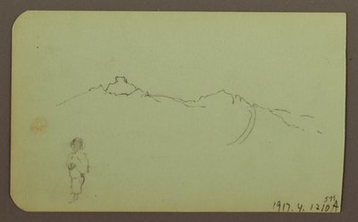 Dessin, paysage de montagne ; verso : chaîne de montagnes, figure, 1883 - Frederic Edwin Church
