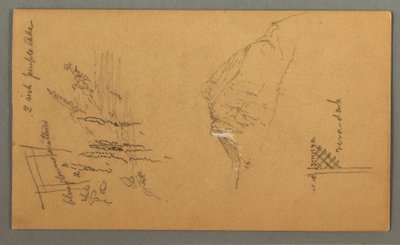 Dessin, pic montagneux, végétation en bordure de piscine, 1868 - Frederic Edwin Church