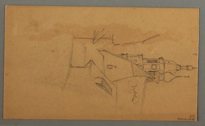 Dessin, pic montagneux, végétation en bordure de piscine, 1868 - Frederic Edwin Church