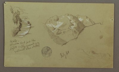 Dessin, sommets montagneux, rivière, juillet 1868 - Frederic Edwin Church
