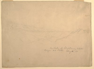 Dessin, Paysage montagneux entre Popayan et Pasto, Colombie, 13 août 1853 - Frederic Edwin Church