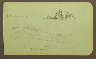 Dessin, montagnes, église ; verso : figures, église, 1883 - Frederic Edwin Church