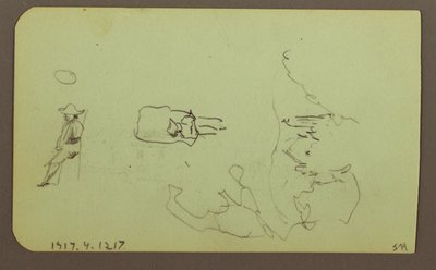 Dessin, montagnes, église ; verso : figures, église, 1883 - Frederic Edwin Church