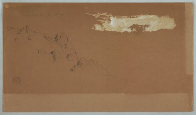 Dessin, montagnes près de Mocho, Équateur, montrant probablement le mont Chimoborazo encadré par des nuages, 16 juin 1857 - Frederic Edwin Church