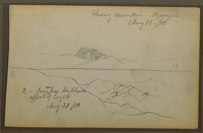 Dessin, montagnes, Popayan, Colombie, août 1853 - Frederic Edwin Church
