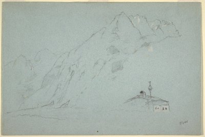 Dessin, montagnes près d