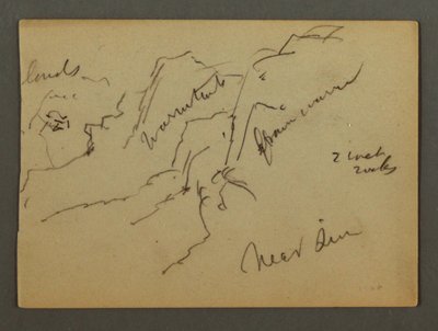 Dessin, flanc de montagne, peut-être 1868 - Frederic Edwin Church