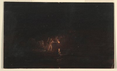 Dessin, scène de pêche nocturne, 1868-69 - Frederic Edwin Church